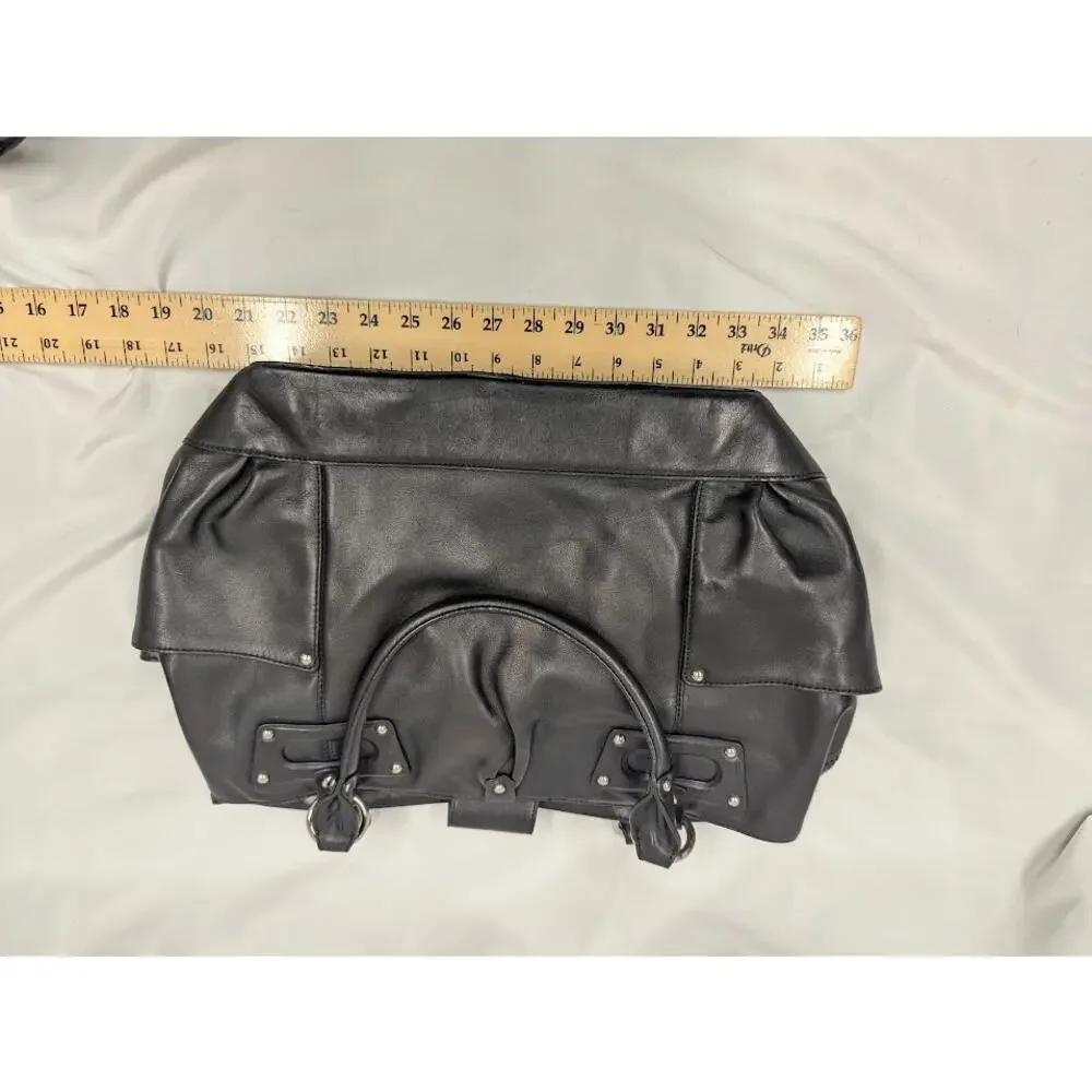 Donald J. Pliner Black Leather Satchel Tote Shoulder Bag Purse with Change Purse - Picture 6 of 9